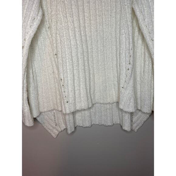 Nili Lotan Multi Direction Rib Sweater High Low Knit Cotton White Sz M Oversized - Picture 6 of 9